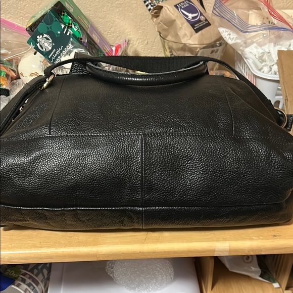 CUORE & PELLE Shoulder Bag Handbag Satchel Large Zip Top Blk Pebble Leather EUC - Picture 6 of 13